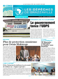 Les Dépêches de Brazzaville : Édition kinshasa du 08 novembre 2016