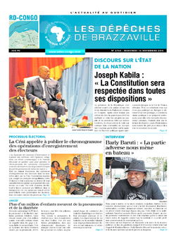 Les Dépêches de Brazzaville : Édition kinshasa du 16 novembre 2016