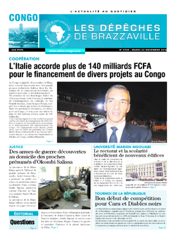 Les Dépêches de Brazzaville : Édition brazzaville du 22 novembre 2016