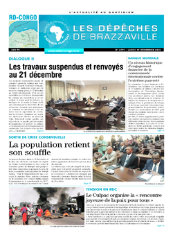 Les Dépêches de Brazzaville : Édition kinshasa du 19 décembre 2016