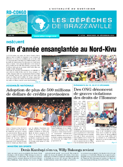 Les Dépêches de Brazzaville : Édition kinshasa du 28 décembre 2016