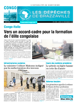 Les Dépêches de Brazzaville : Édition brazzaville du 29 décembre 2016