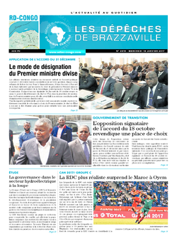 Les Dépêches de Brazzaville : Édition kinshasa du 18 janvier 2017