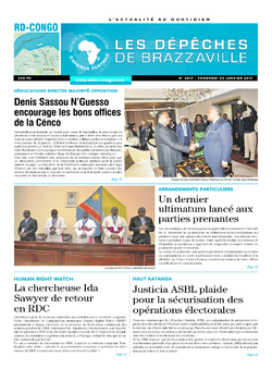 Les Dépêches de Brazzaville : Édition kinshasa du 20 janvier 2017