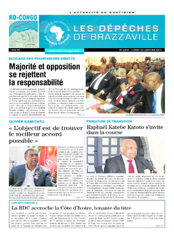 Les Dépêches de Brazzaville : Édition kinshasa du 23 janvier 2017