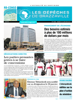 Les Dépêches de Brazzaville : Édition kinshasa du 24 janvier 2017