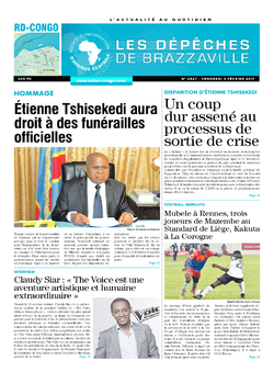 Les Dépêches de Brazzaville : Édition kinshasa du 03 février 2017
