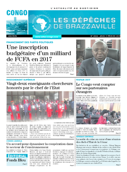 Les Dépêches de Brazzaville : Édition brazzaville du 09 février 2017