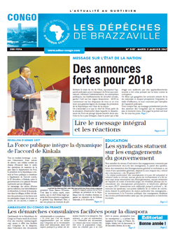 Les Dépêches de Brazzaville : Édition brazzaville du 02 janvier 2018