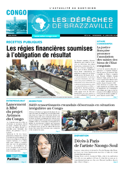 Les Dépêches de Brazzaville : Édition brazzaville du 12 janvier 2018