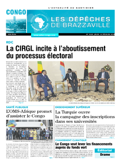 Les Dépêches de Brazzaville : Édition brazzaville du 15 février 2018
