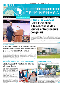 Les Dépêches de Brazzaville : Édition brazzaville du 09 septembre 2019
