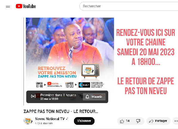 Neveu National annonce le retour de Zappe pas ton neveu (DR)