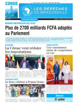 Les Dépêches de Brazzaville : Édition brazzaville du 27 juillet 2026