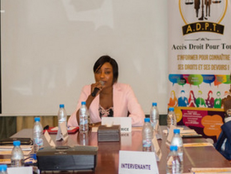 Valencia Iloki Engamba initiatrice et présidente du Conseil d’Administration de l’Association Accès Droit Pour Tous 