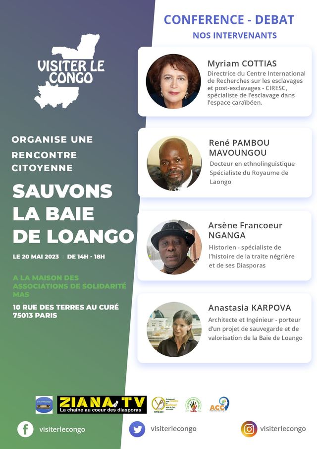 Affiche de la Conférence à Paris sur la sauvegarde et la valorisation de la Baie de Loango, 20 mai 2023 Affiche de la Conférence à Paris sur la sauvegarde et la valorisation de la Baie de Loango, 20 mai 2023