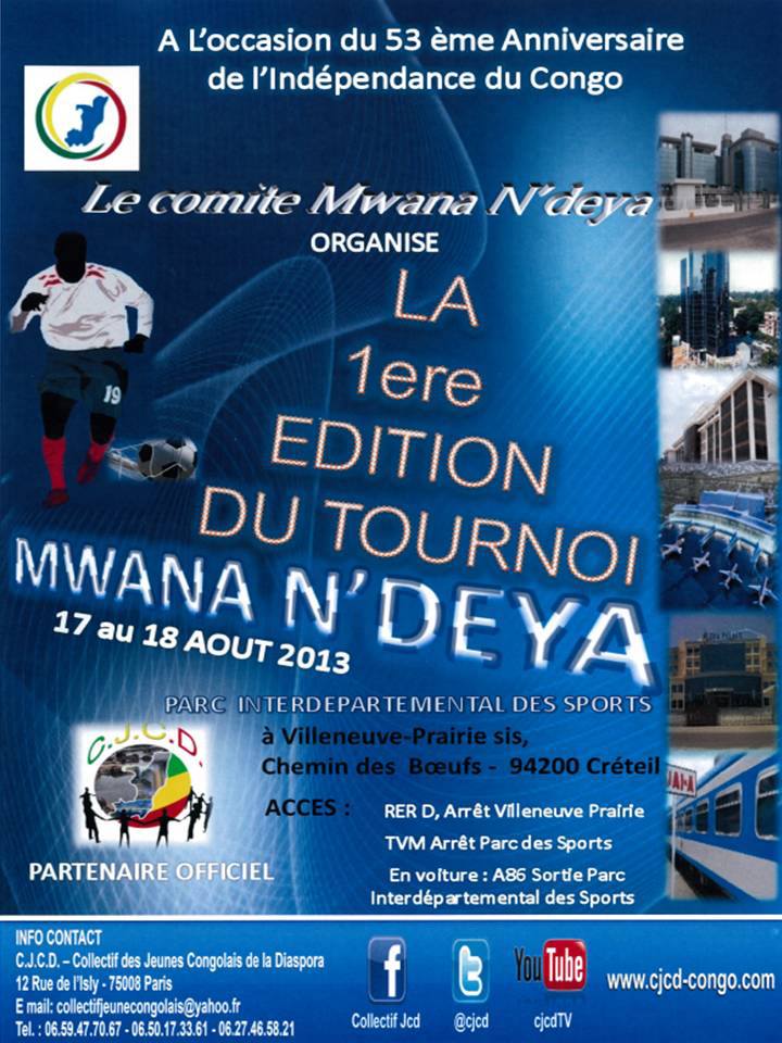 Visuel de l'affiche du premier Tournoi Mwana Ndeya à l'occasion de la fête de l'indépendance du Congo