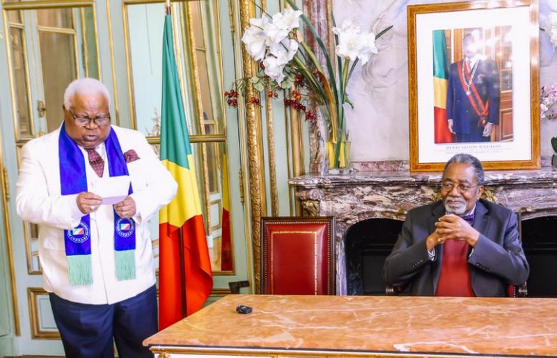 Jean Théodore Pouaboud, Président du Conseil des sages des Congolais de l'étranger pour son mot de bienvenue le 23 avril 2025