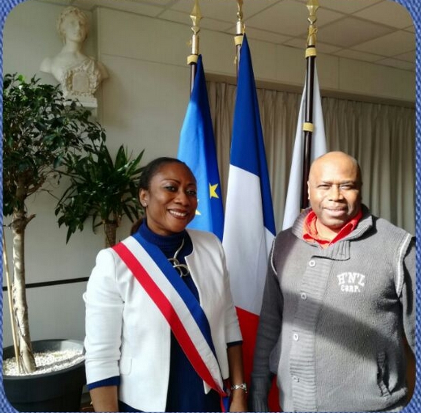 Lydie Duchon, adjoint au maire-Saint-Cyr l'Ecole et Ange-Laurent Biond-Coddy, président de l’association M.I. DIMPA