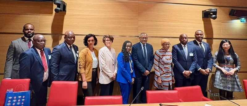 Photo de famille autour de Nadège Abomangoli, présidente groupe amitié assemblée nationale France-République du Congo