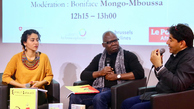 Salon du livre de Genève 2018 avec Boniface Mongo Mboussa en modérateur lors d'une des tables rondes du Salon africain Salon du livre de Genève 2018 avec Boniface Mongo Mboussa en modérateur lors d'une des tables rondes du Salon africain