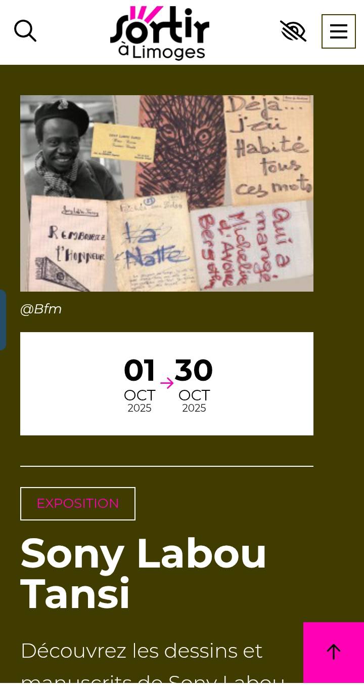 Visuel exposition Sony Labou Tansi à Limoges, France